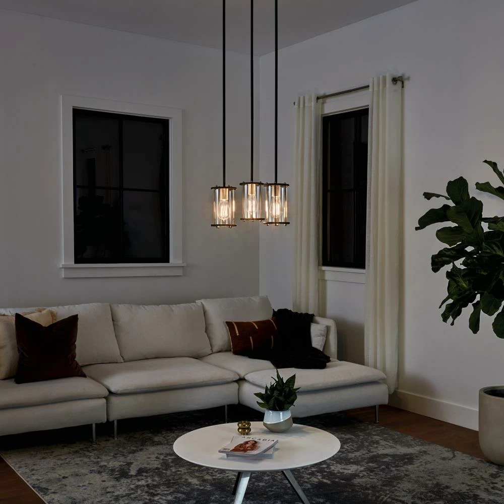 Kichler Pendant Lighting Loman Matte Black and Brushed Nickel Craftsman Clear Glass Cylinder Mini Pendant Light 10 Kichler Pendant Lighting Loman Matte Black and Brushed Nickel Craftsman Clear Glass Cylinder Mini Pendant Light - Image 10