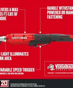 CRAFTSMAN Impact Wrenches 20-volt Max Variable Speed 3/8-in Drive Cordless Ratchet Wrench (Tool Only) -Craftsman Store 16075808