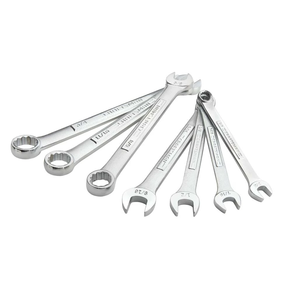 CRAFTSMAN Combination Wrenches & Sets 7-Piece Set 12-point Standard (SAE) Standard Combination Wrench Set 1 CRAFTSMAN Combination Wrenches & Sets 7-Piece Set 12-point Standard (SAE) Standard Combination Wrench Set