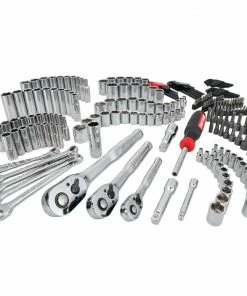 CRAFTSMAN Mechanics Tool Sets 218-Piece Standard (SAE) and Metric Combination Polished Chrome Mechanics Tool Set (1/4-in; 3/8-in)