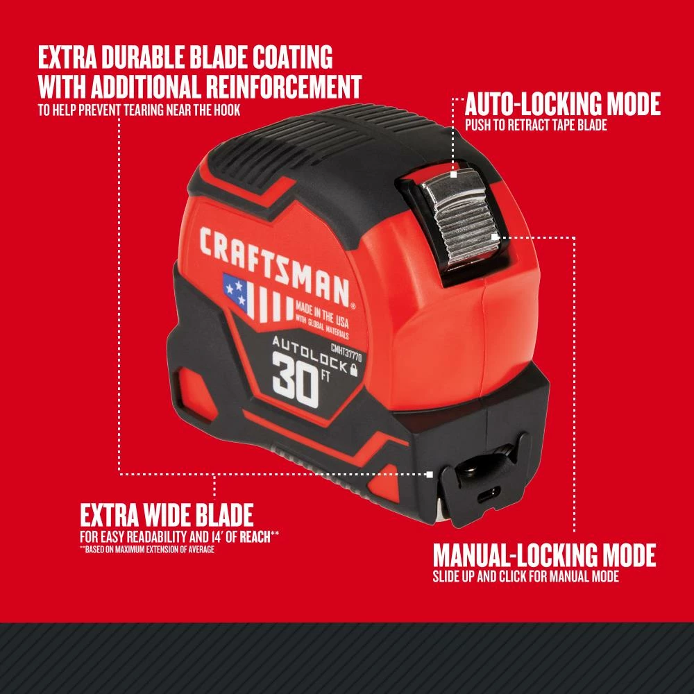 CRAFTSMAN Tape Measures AUTOLOCK 30-ft Tape Measure 2 CRAFTSMAN Tape Measures AUTOLOCK 30-ft Tape Measure - Image 2