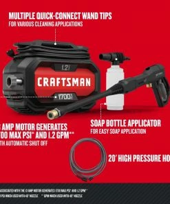 CRAFTSMAN Electric Pressure Washers 1700-PSI 1.2-GPM Cold Water Electric Pressure Washer -Craftsman Store 16728317