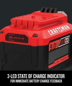 CRAFTSMAN Power Tool Batteries & Chargers V20 20-Volt Max 9 Amp-Hour Lithium Power Tool Battery -Craftsman Store 17585417