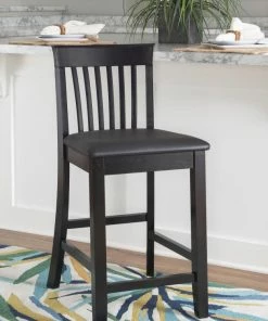 Linon Bar Stools Torino Craftsman Counter Stool Black Counter height (22-in to 26-in) Upholstered Bar Stool -Craftsman Store 17748750