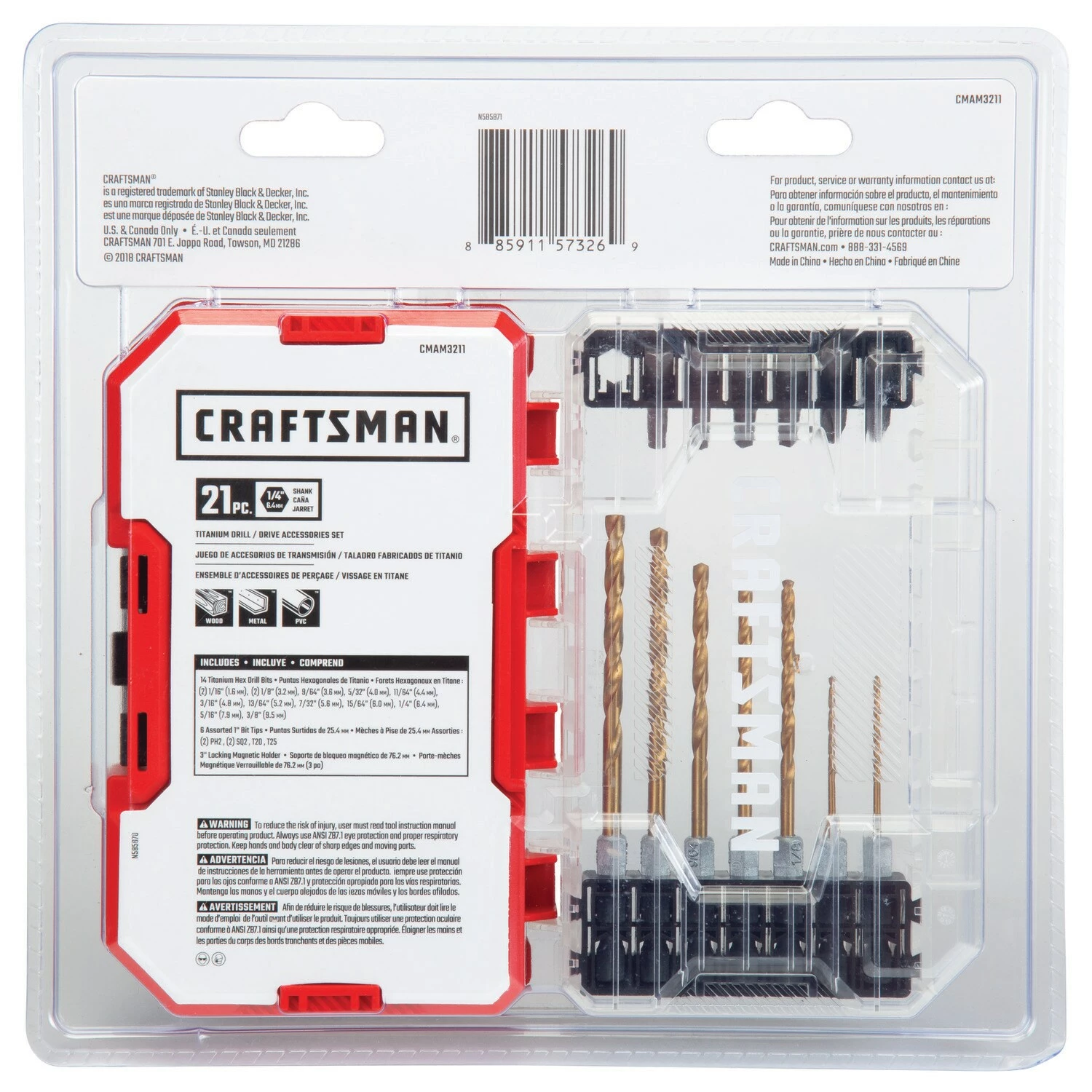 CRAFTSMAN Twist Drill Bits 21-Piece Assorted x Set Titanium Twist Drill Bit Set 10 CRAFTSMAN Twist Drill Bits 21-Piece Assorted x Set Titanium Twist Drill Bit Set - Image 10
