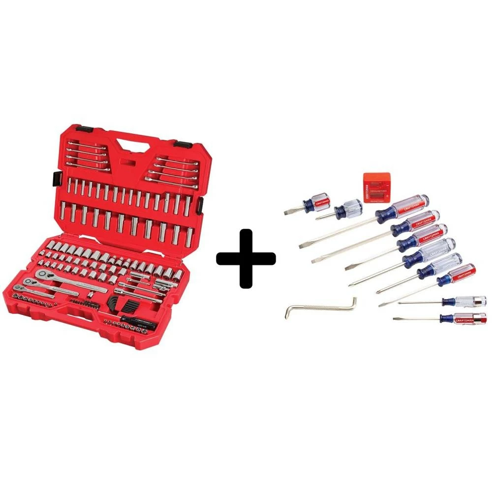 CRAFTSMAN Mechanics Tool Sets 135-Piece Standard (SAE) and Metric Combination Polished Chrome Mechanics Tool Set (1/4-in; 3/8-in) 1 CRAFTSMAN Mechanics Tool Sets 135-Piece Standard (SAE) and Metric Combination Polished Chrome Mechanics Tool Set (1/4-in; 3/8-in)