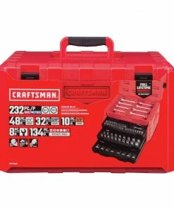 CRAFTSMAN Mechanics Tool Sets 232-Piece Standard (SAE) and Metric Combination Polished Chrome Mechanics Tool Set (1/4-in; 3/8-in) -Craftsman Store 40849655