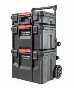 CRAFTSMAN Portable Tool Boxes TradeStack System Tower 22-in Black Plastic Wheels Lockable Tool Box