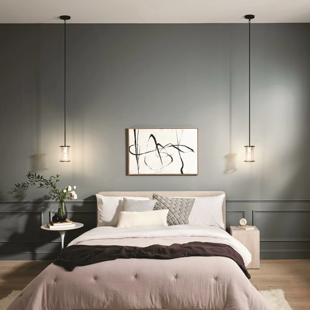 Kichler Pendant Lighting Loman Matte Black and Brushed Nickel Craftsman Clear Glass Cylinder Mini Pendant Light 13 Kichler Pendant Lighting Loman Matte Black and Brushed Nickel Craftsman Clear Glass Cylinder Mini Pendant Light - Image 13