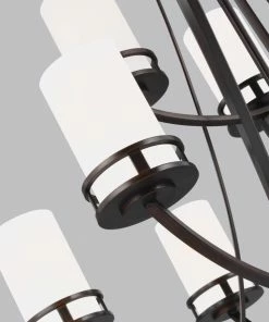 Sea Gull Lighting Chandeliers Robie 9-Light Bronze Craftsman Chandelier -Craftsman Store 42624312