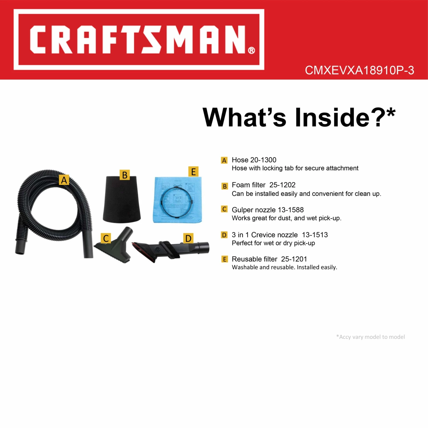 CRAFTSMAN Shop Vacuums 3-Gallon Corded Portable Wet/Dry Shop Vacuum (Corded) 8 CRAFTSMAN Shop Vacuums 3-Gallon Corded Portable Wet/Dry Shop Vacuum (Corded) - Image 8