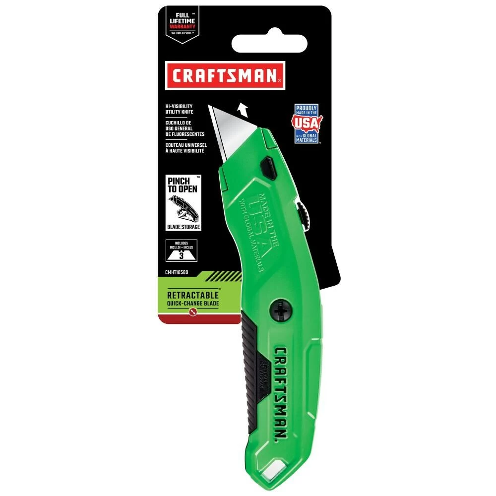 CRAFTSMAN Utility Knives HI-VIS Quick Change 3-Blade Retractable Utility Knife with On Tool Blade Storage 3 CRAFTSMAN Utility Knives HI-VIS Quick Change 3-Blade Retractable Utility Knife with On Tool Blade Storage - Image 3