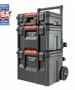CRAFTSMAN Portable Tool Boxes TradeStack System Tower 22-in Black Plastic Wheels Lockable Tool Box -Craftsman Store 43569045