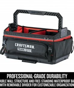 CRAFTSMAN Tool Bags TRADESTACK System Black/Red Polyester 22.375-in Zippered Tool Tote -Craftsman Store 44392087