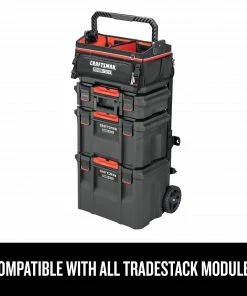 CRAFTSMAN Tool Bags TRADESTACK System Black/Red Polyester 22.375-in Zippered Tool Tote -Craftsman Store 44392088