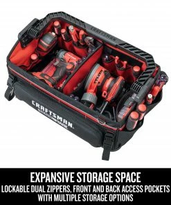 CRAFTSMAN Tool Bags TRADESTACK System Black/Red Polyester 22.375-in Zippered Tool Tote -Craftsman Store 44392089