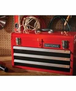 CRAFTSMAN Portable Tool Boxes Portable 20.5-in Ball-bearing 3-Drawer Red Steel Lockable Tool Box -Craftsman Store 44396998