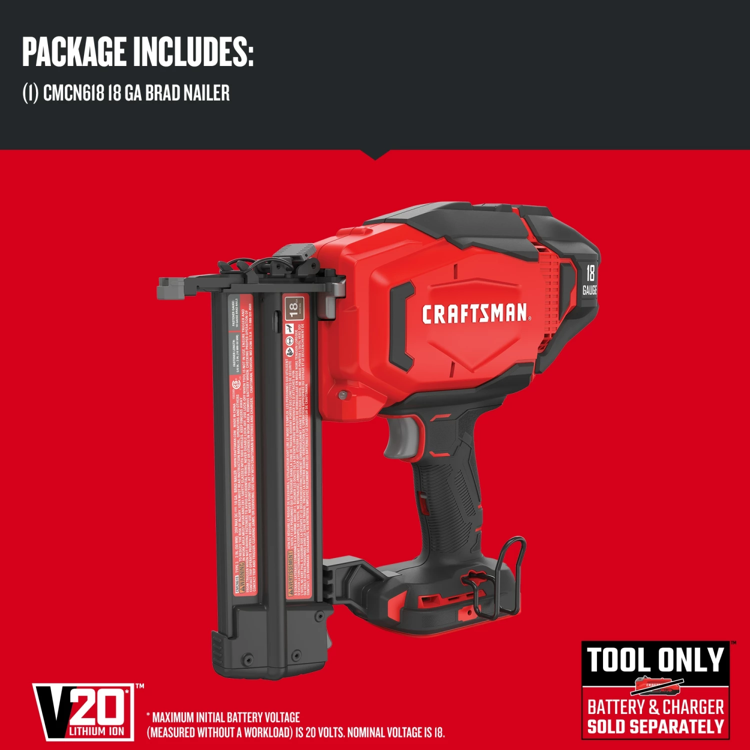 CRAFTSMAN Nailers V20 18-Gauge Cordless Brad Nailer 3 CRAFTSMAN Nailers V20 18-Gauge Cordless Brad Nailer - Image 3